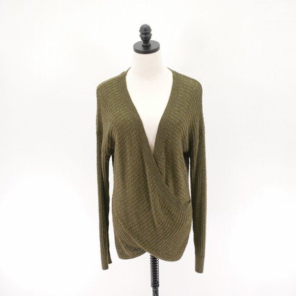 Express Green Medium Wrap / Kimono‎ Sweater Plunging V-Neck Acrylic Rayon - Picture 1 of 6